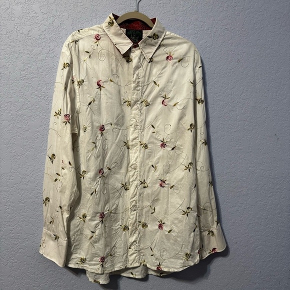 Purple Haze Other - Purple Haze Properties Men’s White Embroidered Floral Long Sleeve Shirt